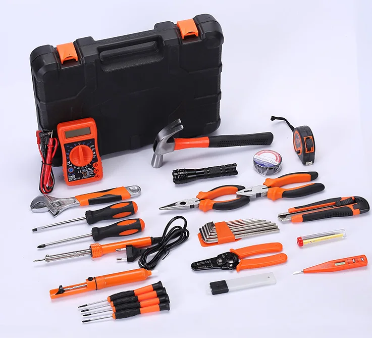 Hot sale 29 in 1  household basic repair tools kit with toolbox for general purpose repairing work