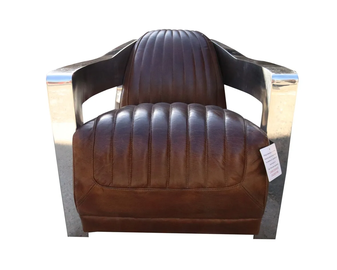 aviator furniture Luxury Vintage Retro Shabby Leather Chair Designer Armchair Sofa Couch