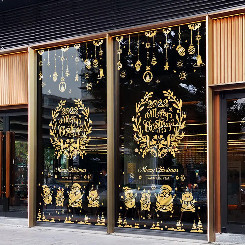 Waterproof Christmas Store Decorative Sticker Glass Door Custom Window Sticker