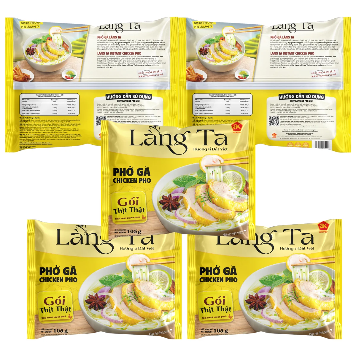 Instant Chicken Pho Rice Noodles Convenient Meal Real Chicken Sauce ISO HACCP Certified OEM Vietnam Factory Delicious Asian Food