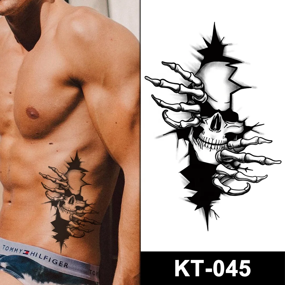 Waterproof Body Fashion Adults Temporary Tribal Skull Tatoo