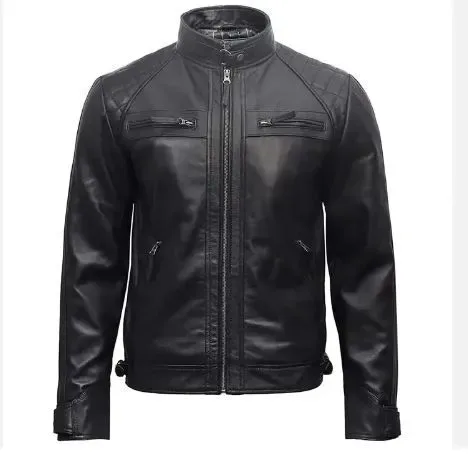 Fashion Men black Lamb Leather Jacket/men leather jackets Pakistan leather jackets Coats New High Quality
