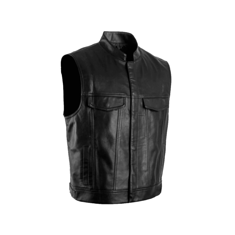 New Arrival 100% High Quality Men Leather Vest Custom Design Bike Leather Vest For Men