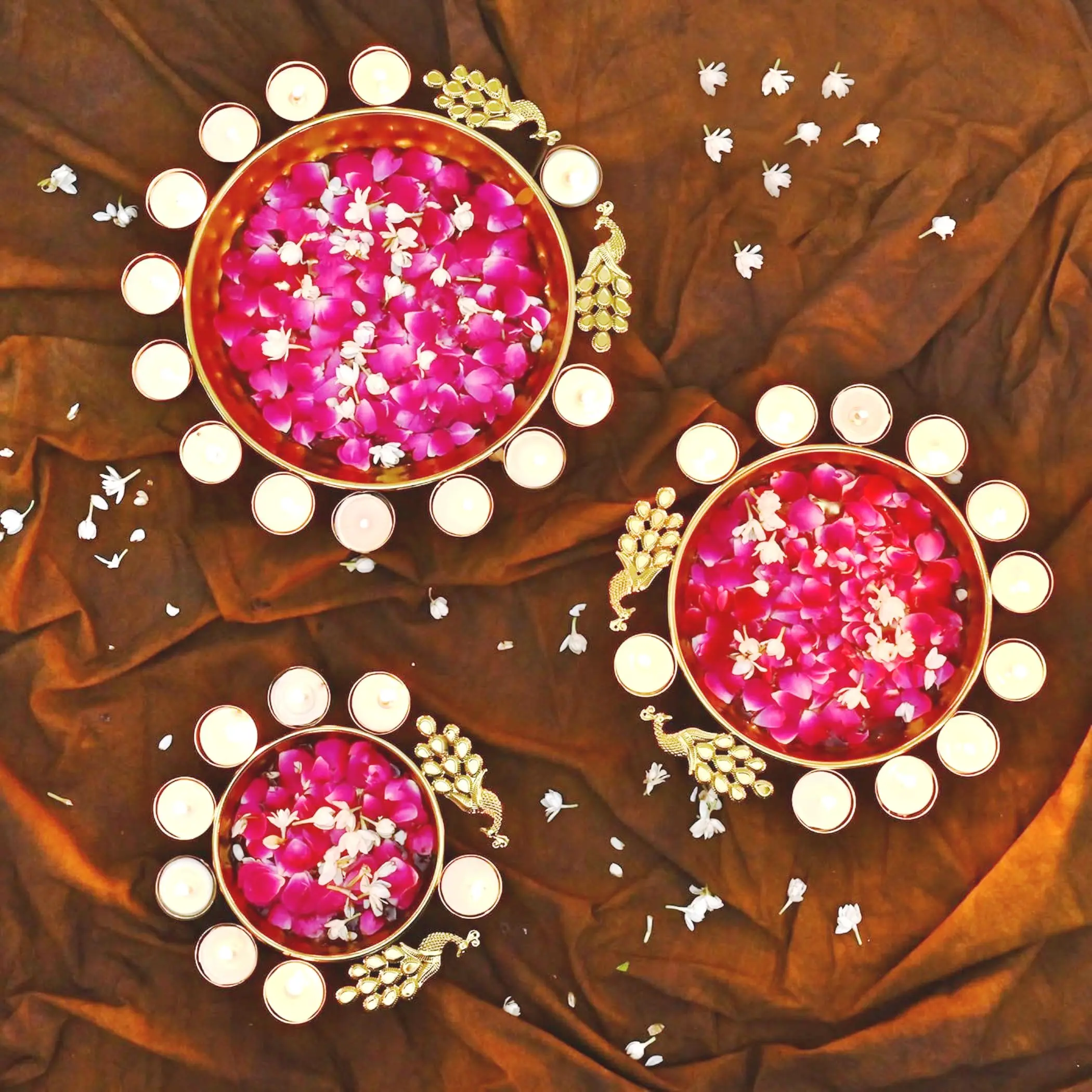 Indian Handmade Traditional Urli Bowl for Home Decor and Festive Decoration for Floating Flowers Tea-Light Candles for Diwali