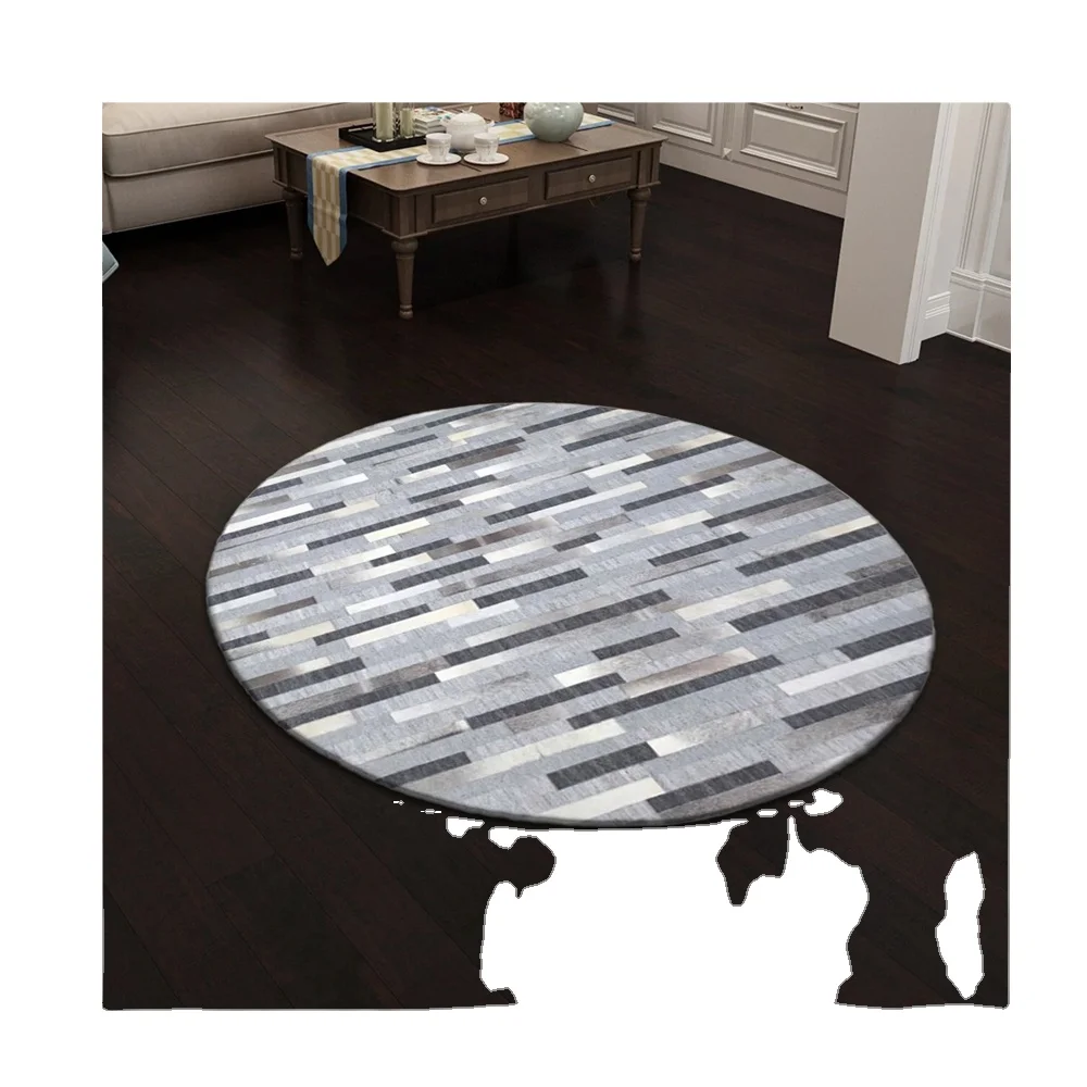 Latest Design Best Quality Classic Cowhide Grey and Brown Lather Living Room Area Rugs and Carpets for Sale