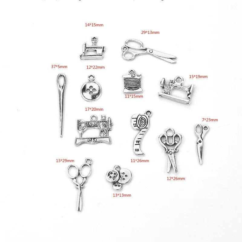 Kingcome Wholesale Ornament Accessories for Diy Making Necklace Bracelet Parts Tibetan Silver Alloy Scissors Ornament Pendant