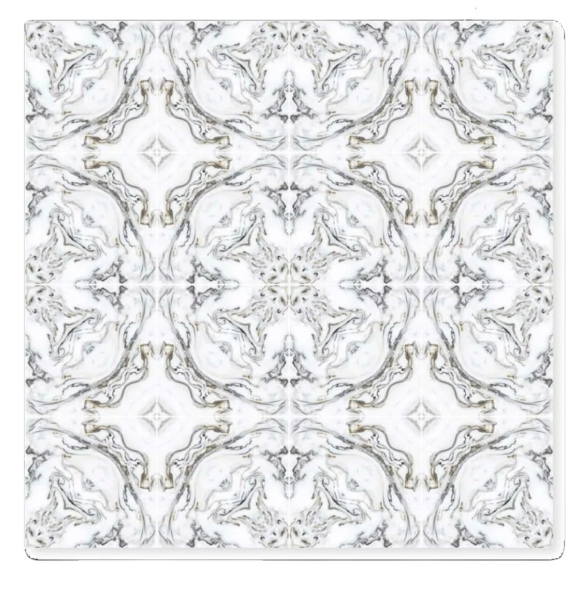 GLAZED TILES AND WHITE  MARBLE PORCELAIN BOOK MATCH 600X600mm FLOOR TILE WITH GLOSSY SURFACE