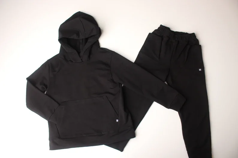 Children Blue Custom Letter Printed Two Pieces Hoodies & Pants Toddler Hip Hop Sports Loungewear Winter Tracksuits sets