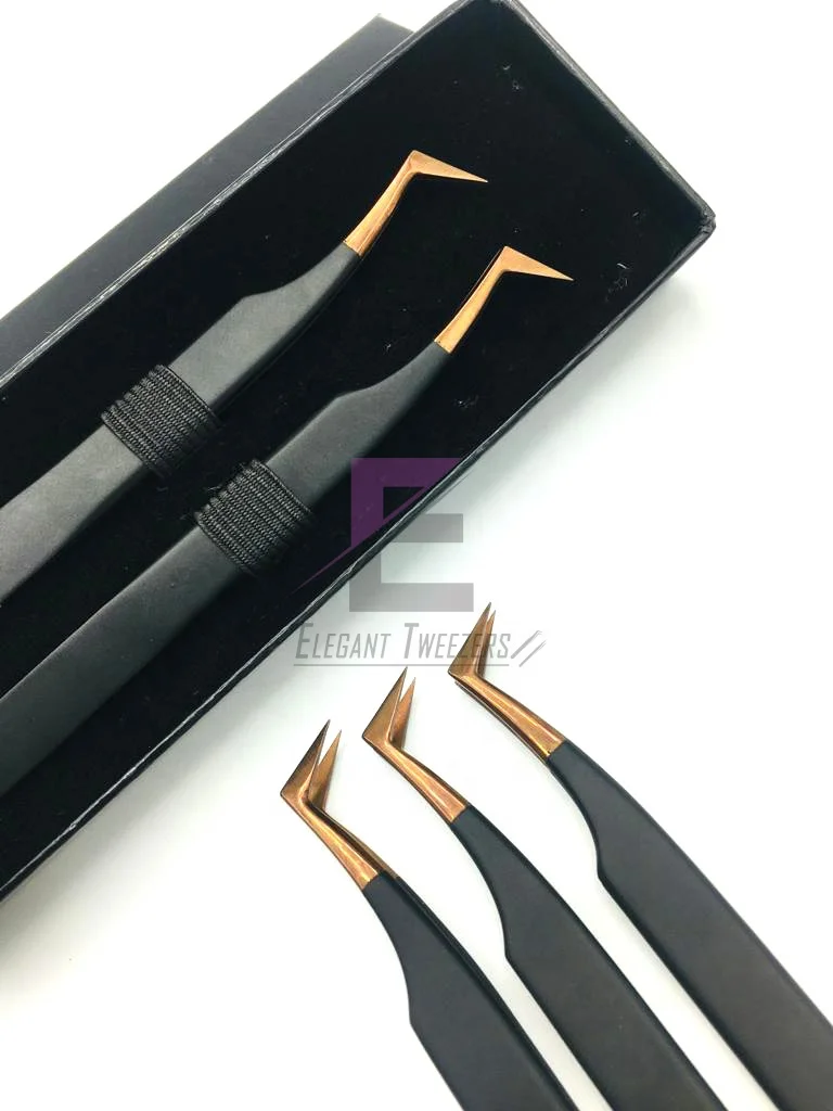 New Style Sliver Polish Full Set Great Finish Solid Eyelash Extension Tweezers Stainless Steel Private Label