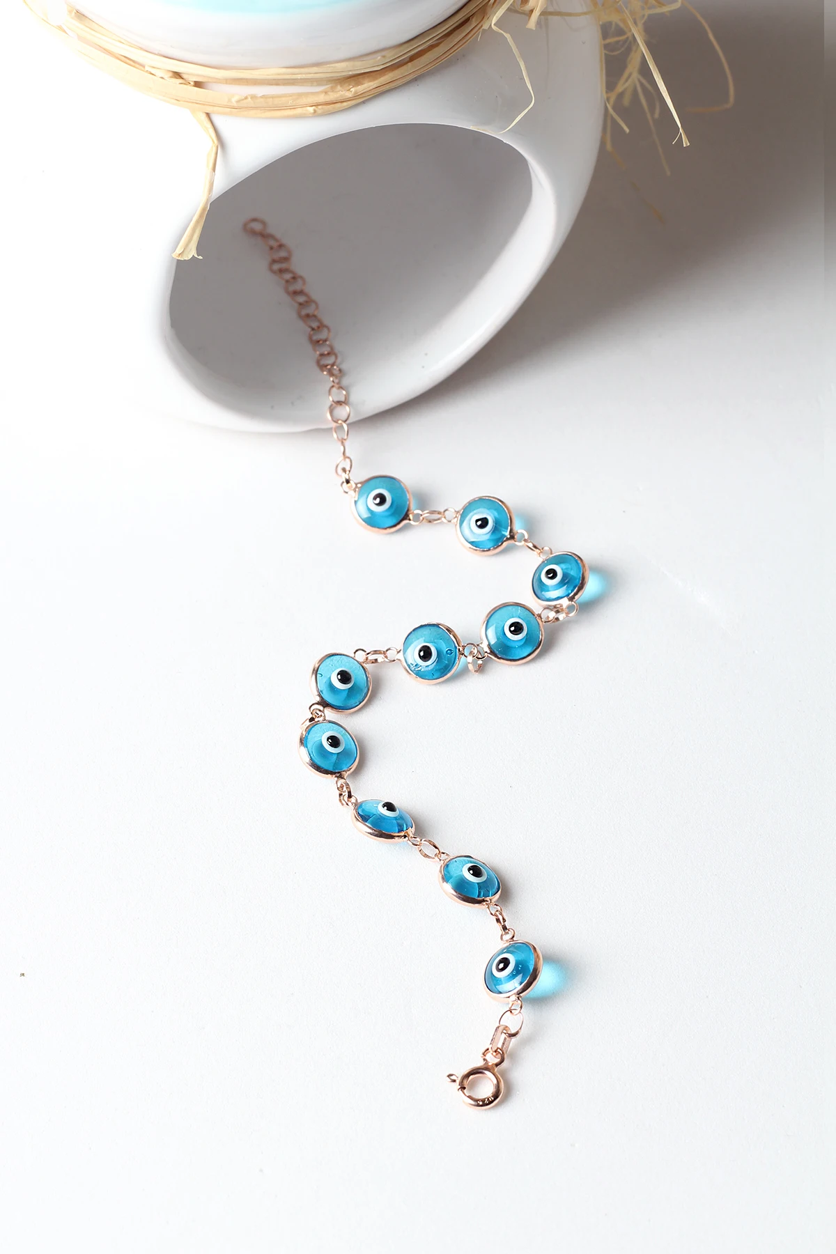 Браслет с голубым сглазом и большими глазами, 925 браслет с цепочкой из стерлингового серебра, очаровательный браслет для подарка матери