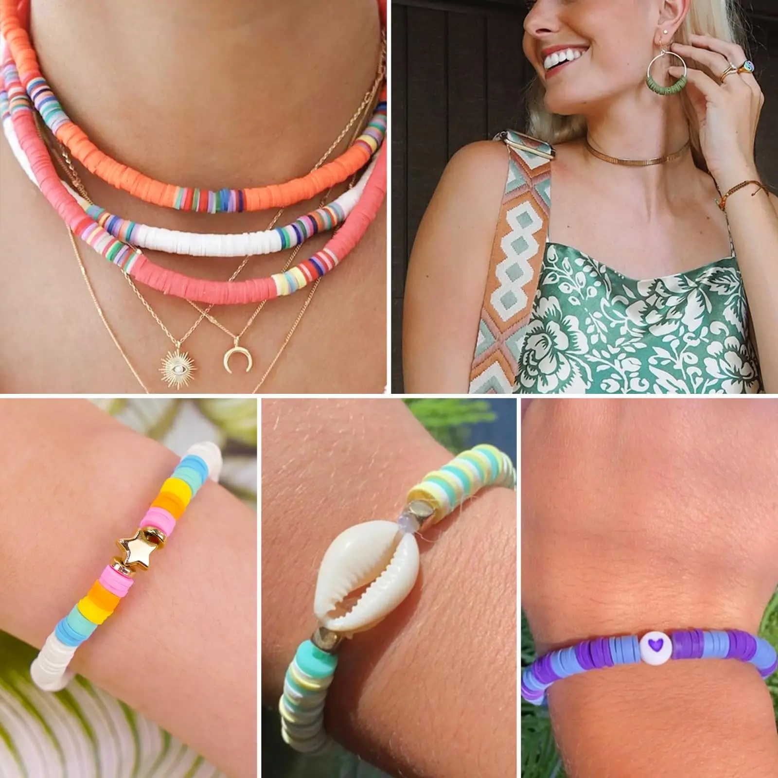 3000pcs Jewelry Making Kit Preppy Bracelets 24 Colors Flat Round Polymer Clay Beads Toys
