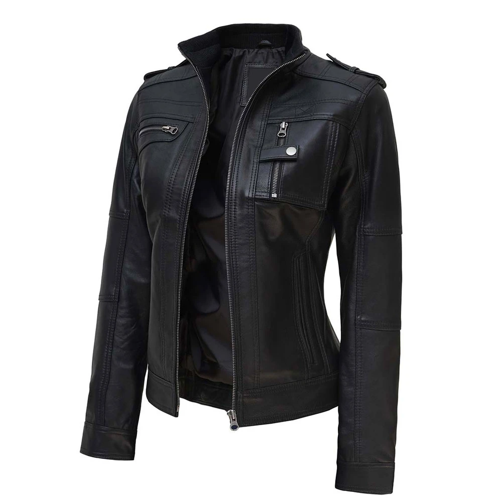 Wholesale Streetwear Casual Women Leather Jackets Fashion Slim Leather Women Jacket Best selling custom Leather women Jackets