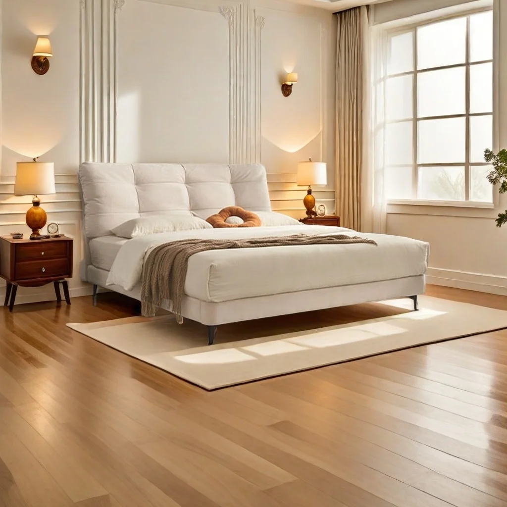 Italian Modern Double Bed with Durable Wooden Bedstead for Elegant and Functional Bedrooms