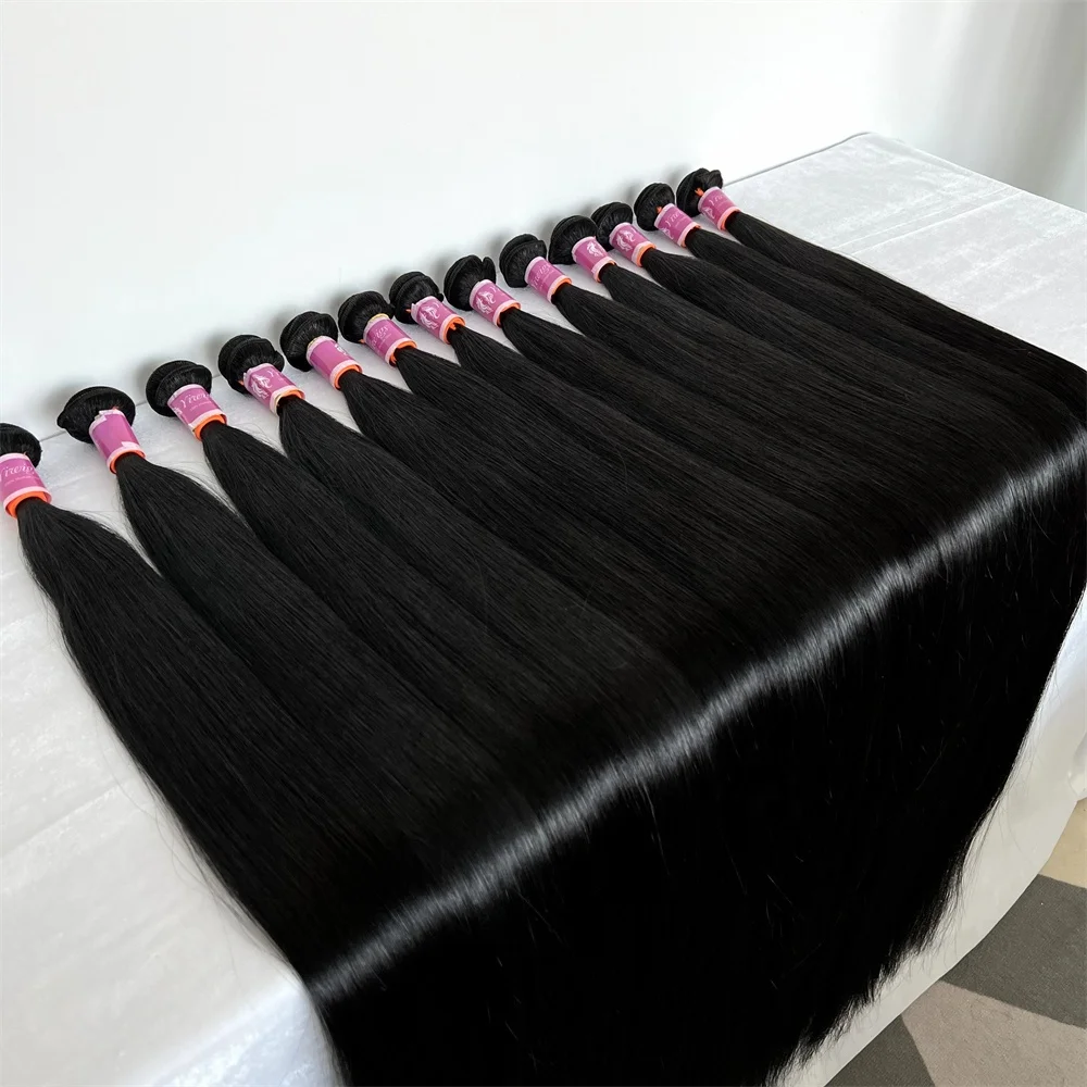 Hot Selling 12 A 15 A Grade Human Hair Bundles Extension 40 Inch Raw Indian Hair Unprocessed Virgin Bone Straight Hair Bundle