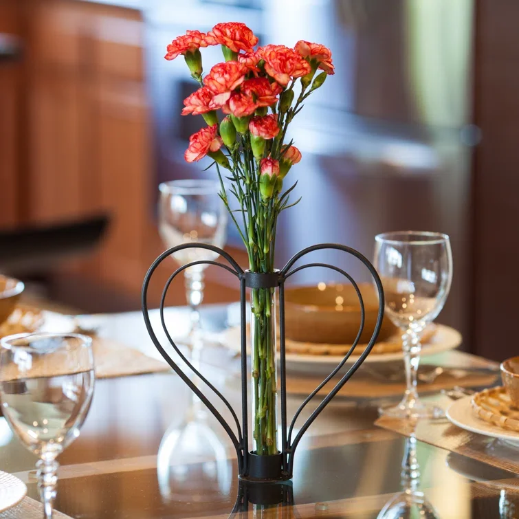 Premium Quality Amazon Hot Selling Price Metal Gold Coated Glass Tube Flower Vase High Selling Table Top Decor Usage Tube Vase