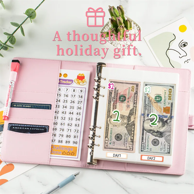 special offer 100 Days Savings Challenges Book A5 Storage Budgeting Binder Money Organizer Cash Envelopes Budget Planner