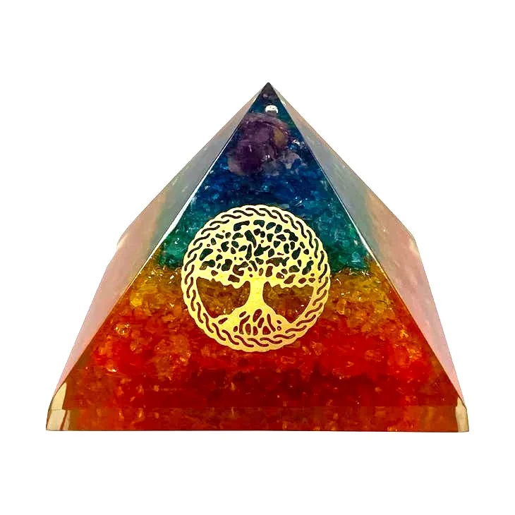 7 Chakra Orgone Pyramid Crystal Natural Quartz Positive Energy Generator Orgonite Pyramids Healing Stones Wholesaler