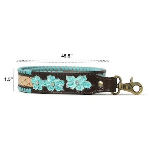 Real Cow Leather Antic Brass Hard Ware Leather Purses Straps Handles Leather Straps for Bag  With Turquois braiding
