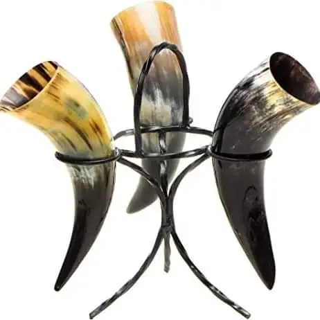 Marco Enterprises Real Multi Color Viking Drinking horn with stand in latest Design for Weddings And Parties