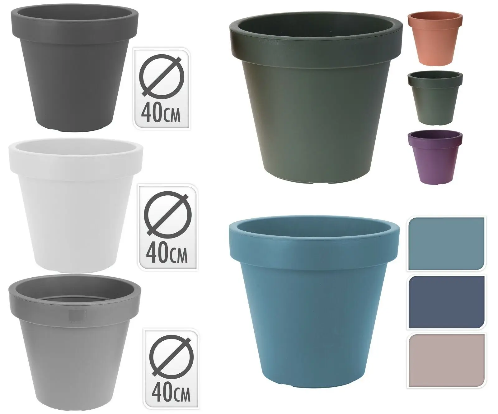 ATP Large Heavy Duty Plastic 40cm Plant Pot Traditional Flower Pot 6 Colours