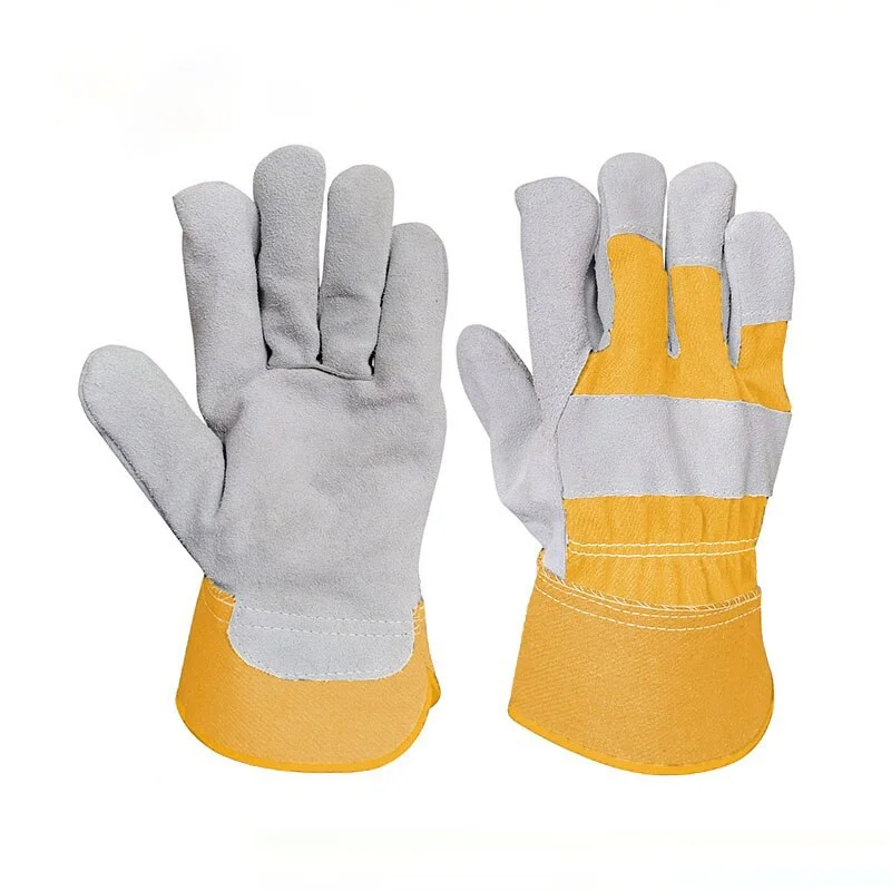 Leather Work Gloves Winter Gloves Grade Leather for Safety Working and Driving Double Palm Gloves Top Grain Leather Driver Work