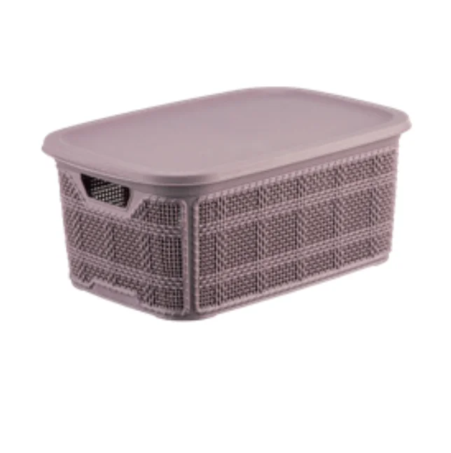 2.5L Multi purpose stackable storage container with lid durable plastic basket for organizing home office essentials large box