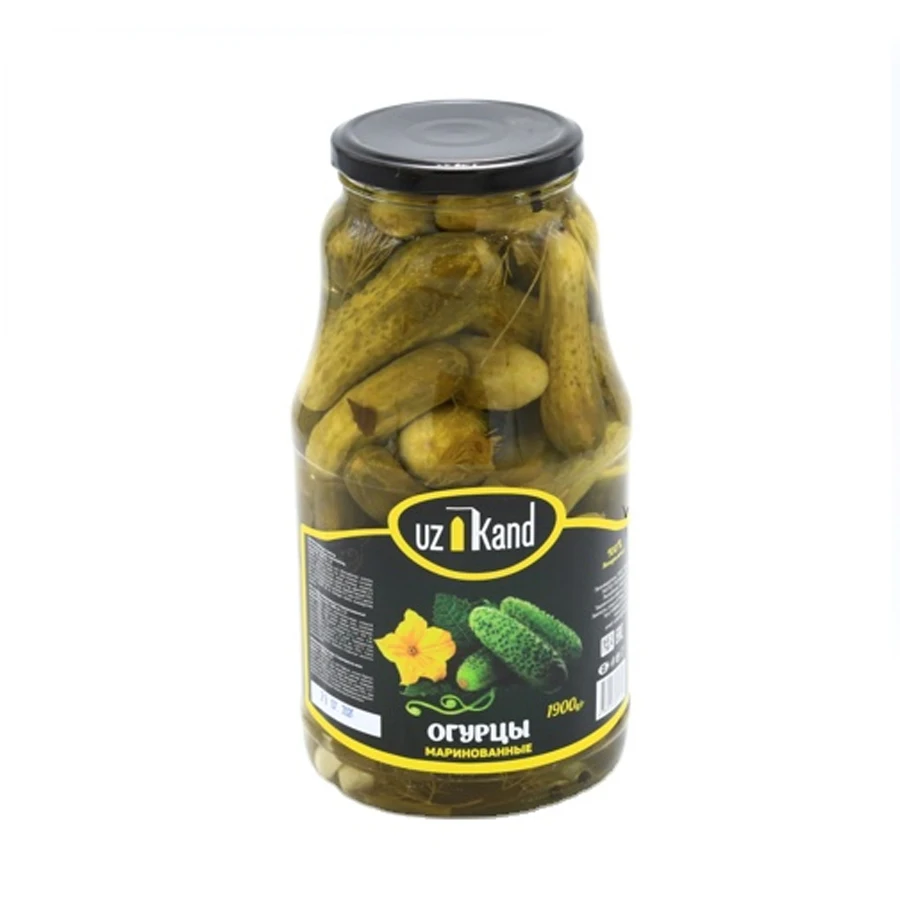 Fresh Harvest Natural Glass Jar 1900gr Canned Preserved Salted Long Gherkin Pickled Cucumbers from Uzbekistan