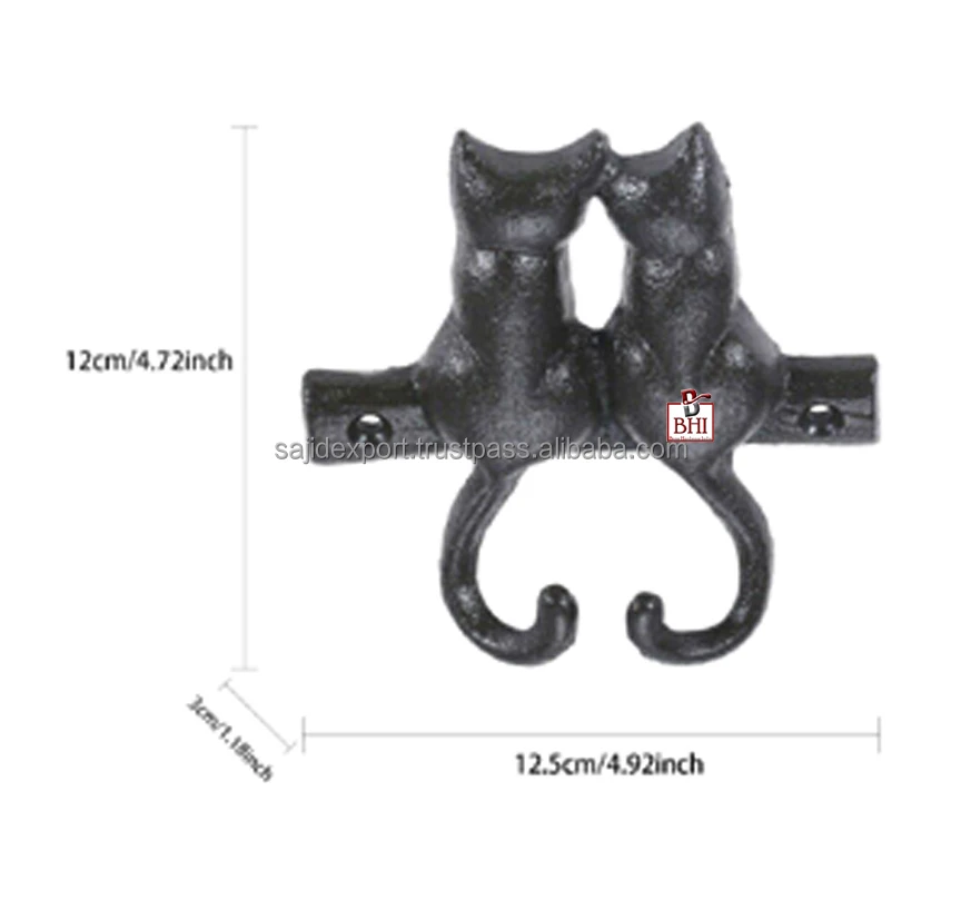 Coat Hook Cat Tails Retro Cast Iron Key Bag Towel Hat Hanger Hook Organizer Rack 2 (100x65mm)