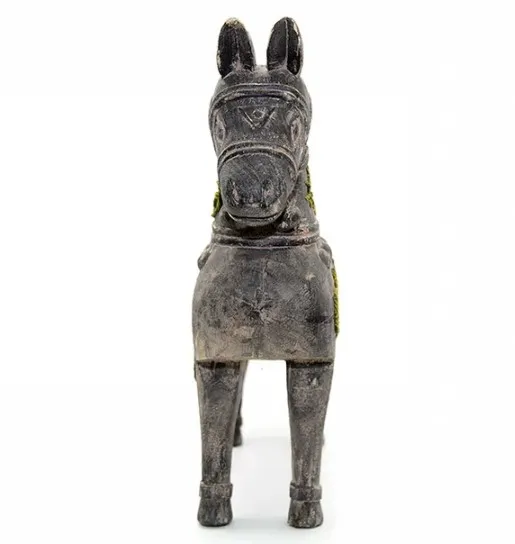 Wood Craving Arts Wholesale Custom OEM Support Handicraft Logo Small Wooden Horse with by Hand Mong Brocade Pattern