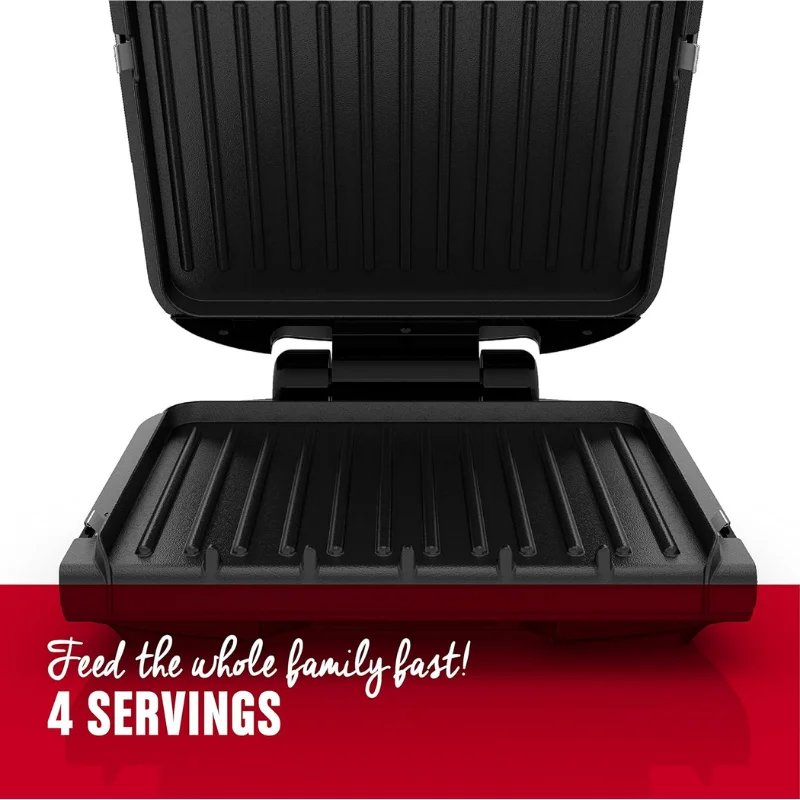 WHOLESALE 4-Serving Removable Plate Electric Grill and Panini Press, George Tough Non-Stick Coating, Drip Tray Catches Grease
