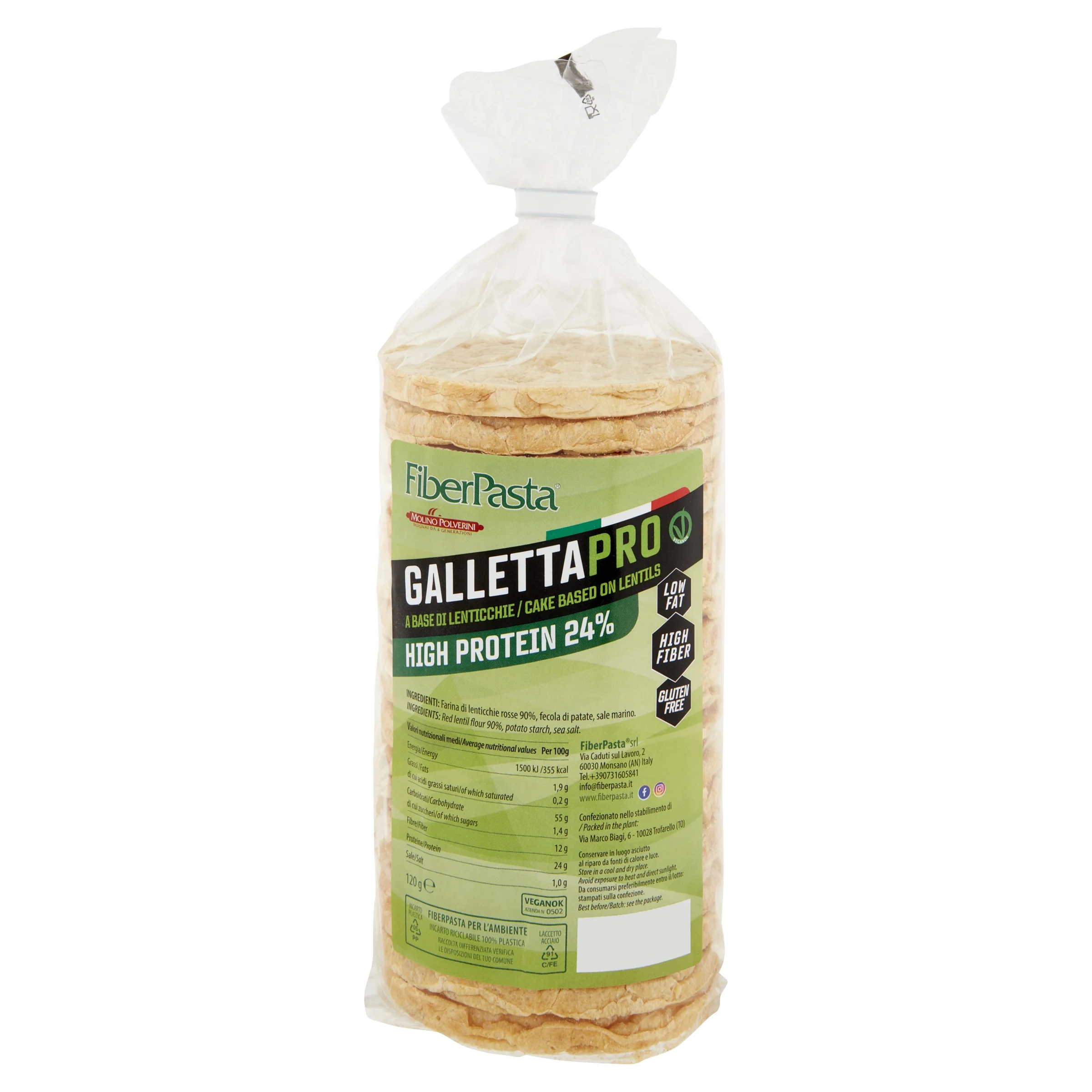 GALLETTAPRO HIGH PROTEIN LENTIL CAKE, GLUTEN FREE AND LOW FAT,  VEGAN, PLANT-BASED MADE IN ITALY AND PREMIUM QUALITY