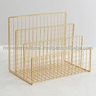 Maganzine storage rack  Brown Mesh Wire Design Metal Magazine Holder Rack Display Files Rack