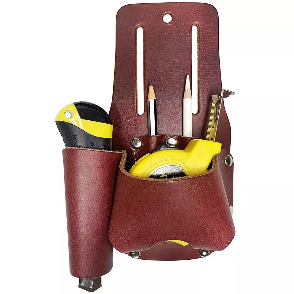 Custom Leather Tool Belt Tape Measure Holder Tool Pouch Retro Pocket Knife Holster Organizer Wholesale