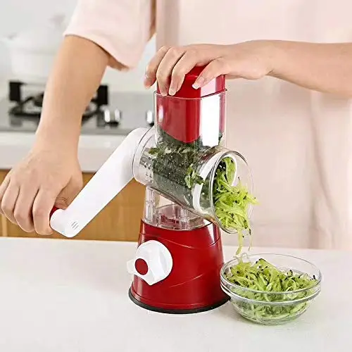 Wholesale 3 in 1 Rotary Cheese Grater Round Tumbling Box Shredder Drum Multifunctional Fruit & Vegetable Cutter with Handle