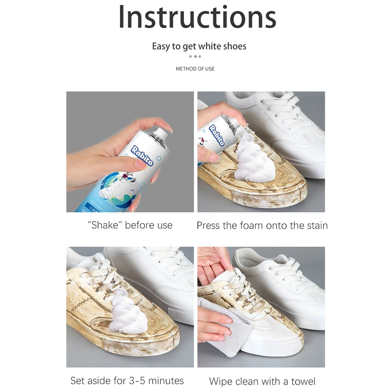High End Sneaker Spray Cleaner With Foam White Shoes Cleaner