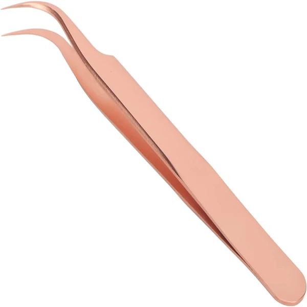 High Quality Stainless Steel Eyelash Extension Tweezers Precise Curved Application Pointed Slanted Tips Beauty Titanium Plastic