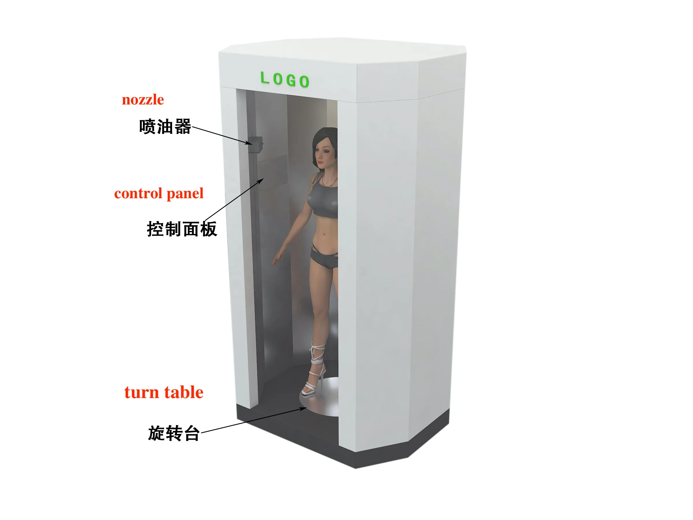 Automatic Spray tan over-spray extraction booth