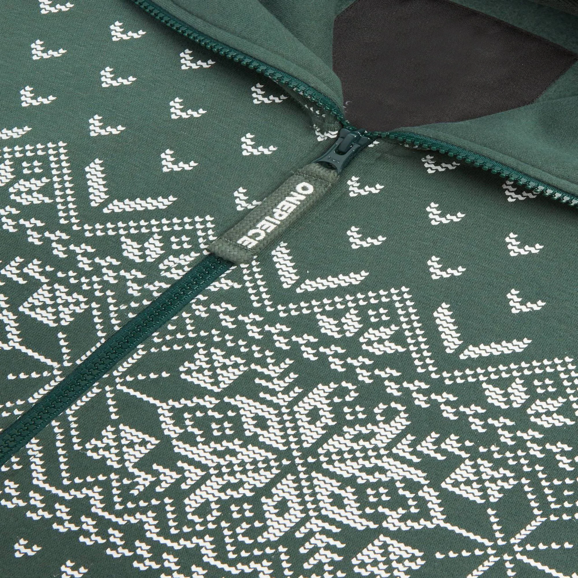 Print Detail and Embroidered Logo 50% Polyester 50% Cotton Side Pockets with Zipper Closure Unisex Green Alpine Jumpsuit