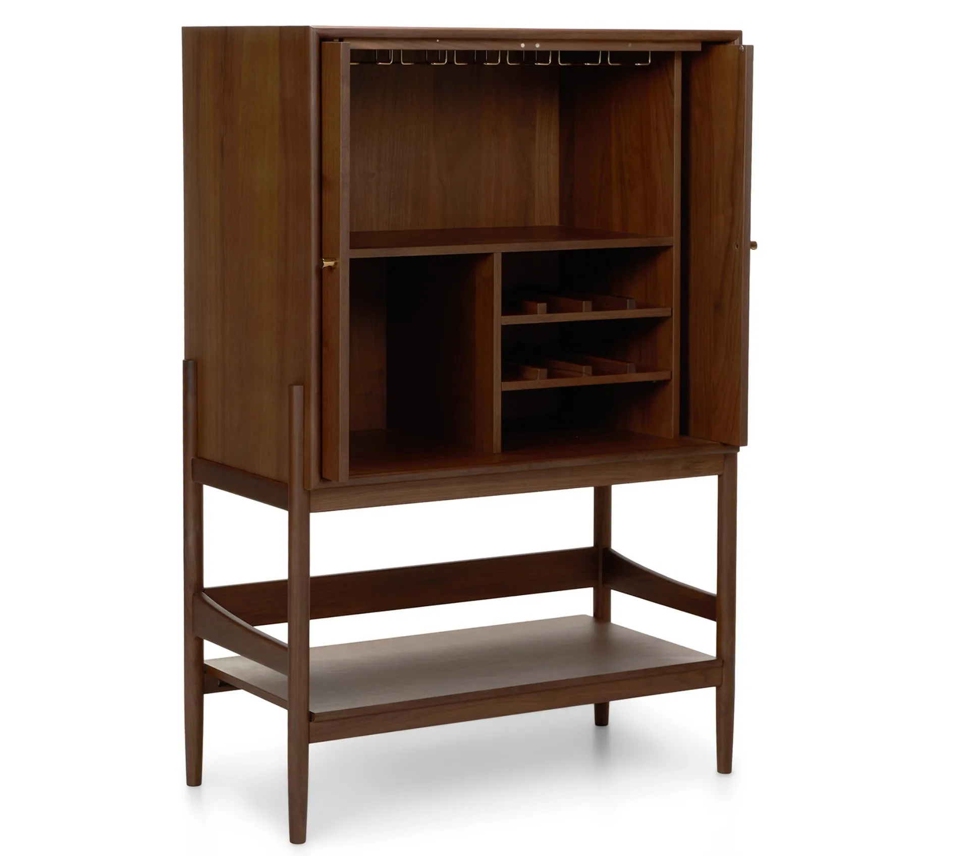 100% Premium Modern Design Solid Oak Wood Bar Cabinet with Open Close Storage Shelves for Home Bars Restaurants Hotels Furniture