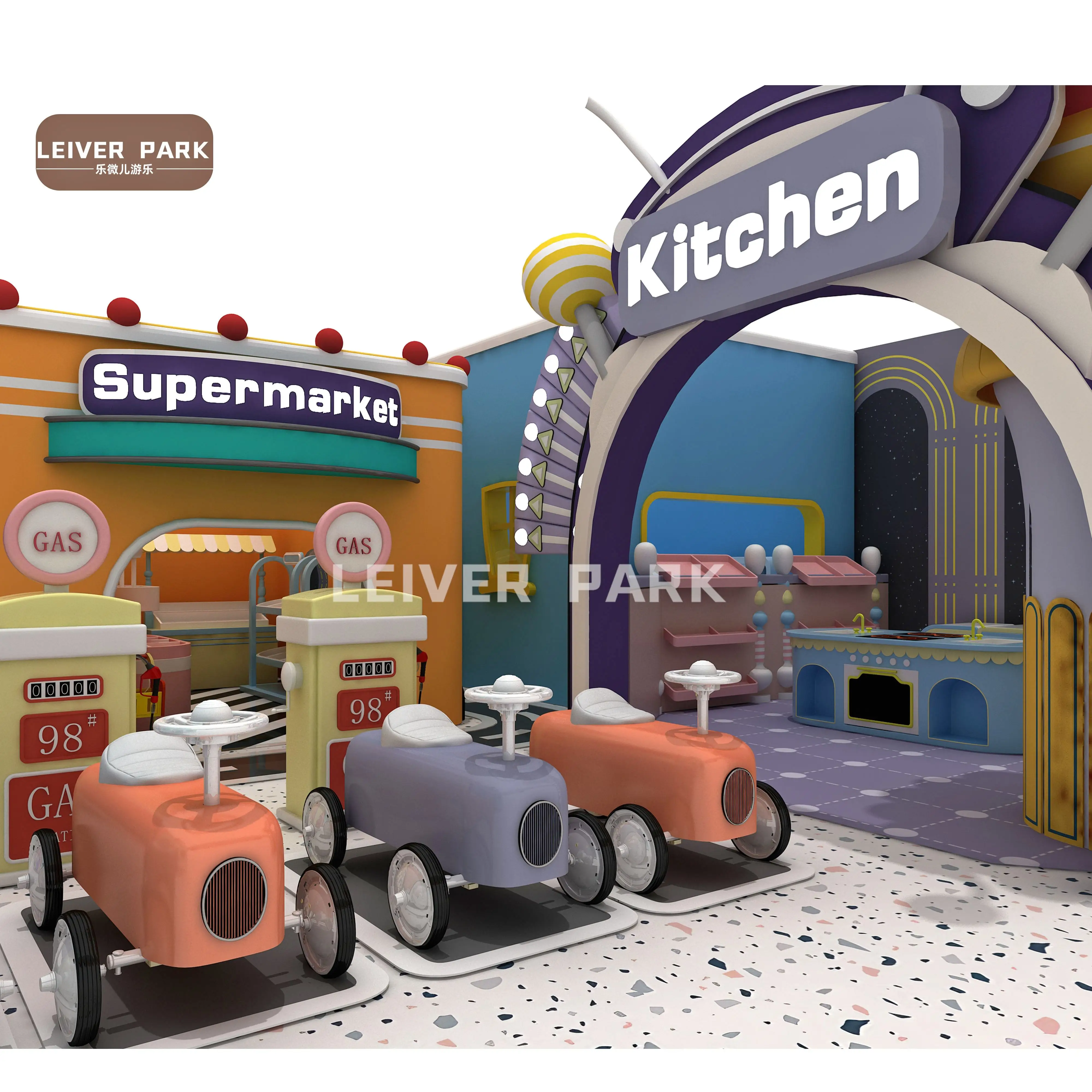 Kids Role Play House Supermarket Kitchen Police Doctor Station Kids Game Room Set Kids Pretend Playground
