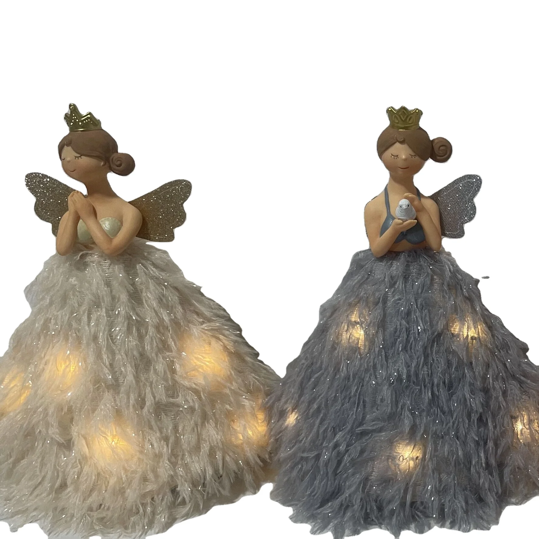 Hot sale Small Wood Christmas Angle Tree Hanging Ornaments With Handmade Plush Doll Windows Hanging Home Holiday Decor