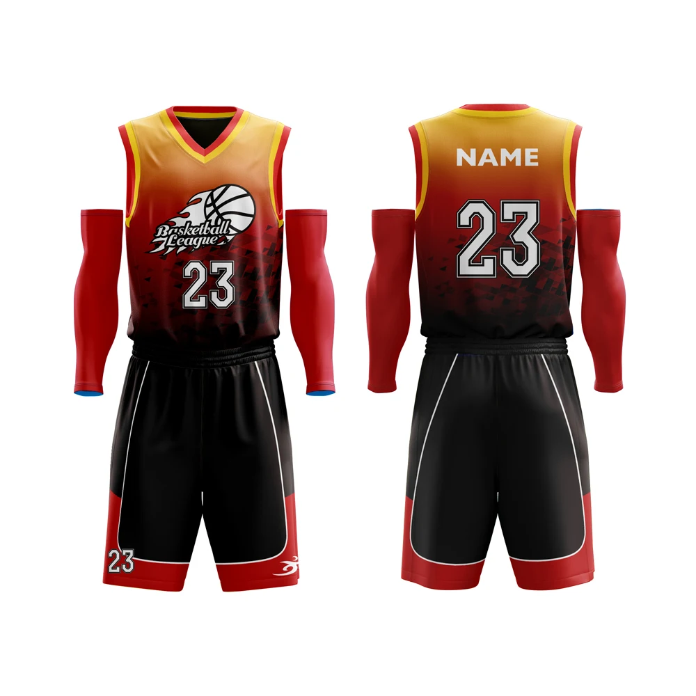 2022 New Design Basketball Uniform Black And Orange Basketball Jersey Sport Wear Basketball For children