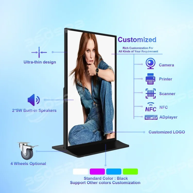 360SPB IFS98B 98 inch Full Screen Floor Standing Digital Signage And Display Window Android Hd Lcd Screen