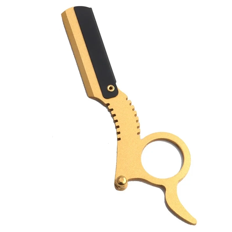 Hot Sale Golden Stainless Steel Classic Shaving Razor for Thumb Double Edge Haircut- Bald Head Eyebrow Shaping Old Fashion Razor