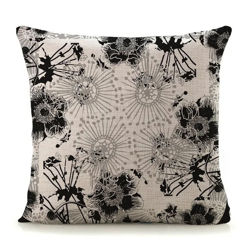 Couch Cushion Cover with Print  Embroidered Pillow Cover Cotton Linen Cushion Cover