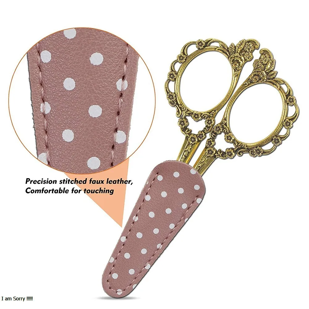 Golden color coated nail embroidery scissors very beautiful sharp nail manicure scissors with straight blades