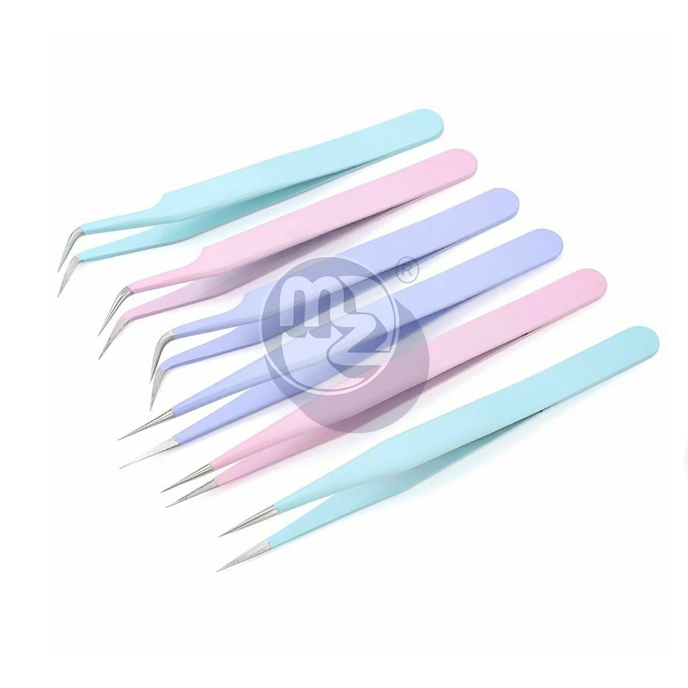 Eyelash Tweezers Applicator for False Lashes Fake Eyelashes in 5 colours Plastic Eyelash Tweezers