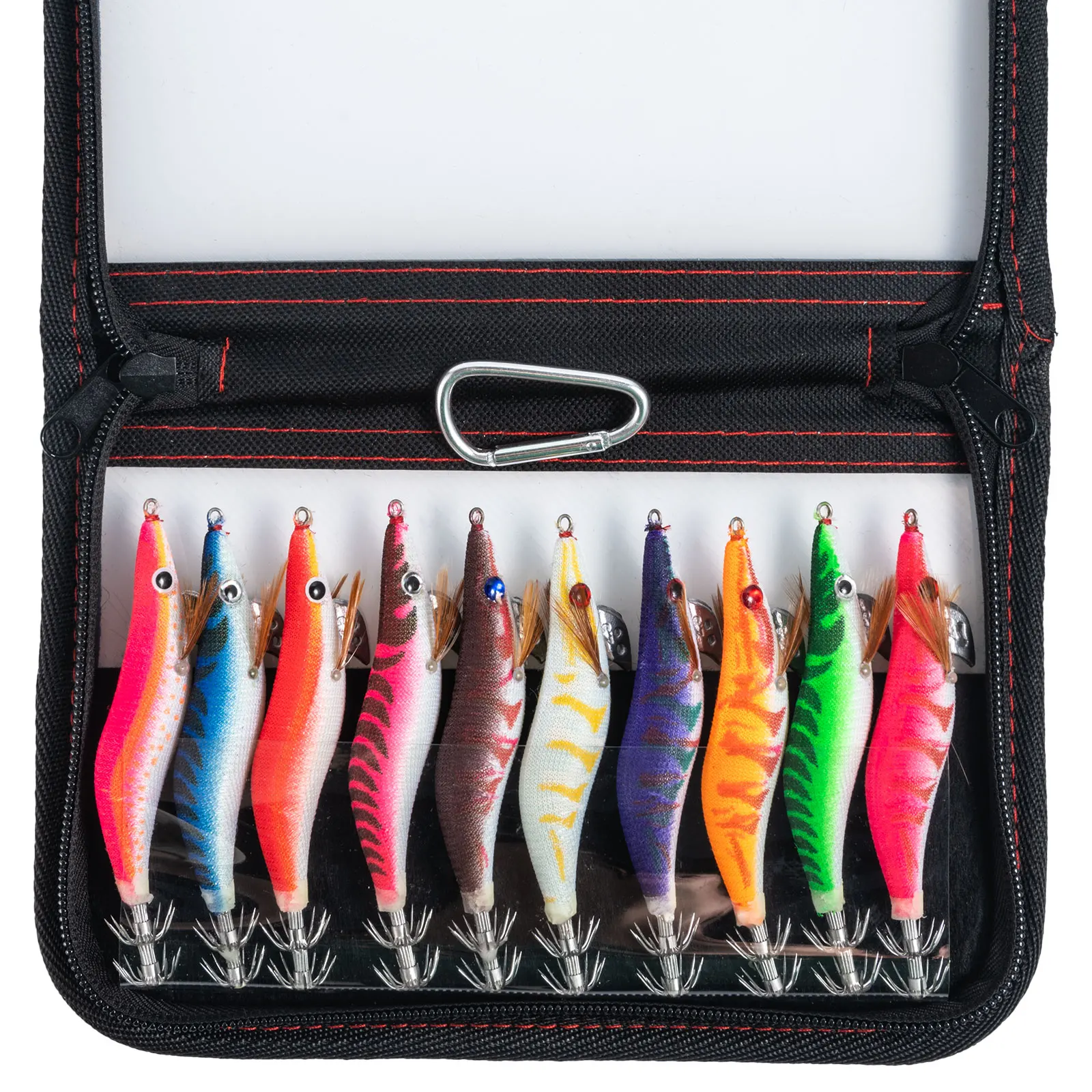 Fishing Wood Shrimp Suqid Lure Set 10pcs Squid Hooks