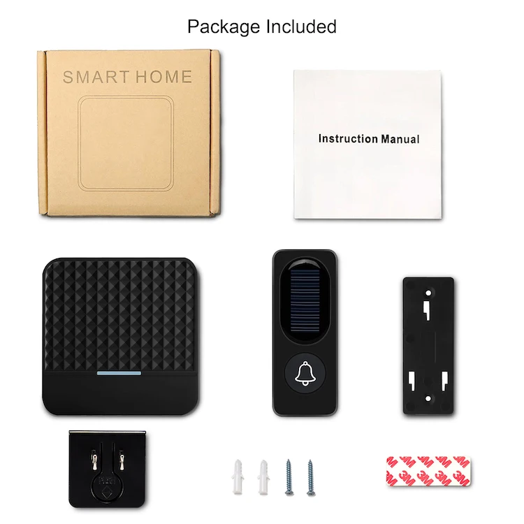 Max 300m Long Range Solar Powered Wireless Doorbell IP65 Waterproof Solar Doorbell with Transmitter+ EU US UK Plug Receiver