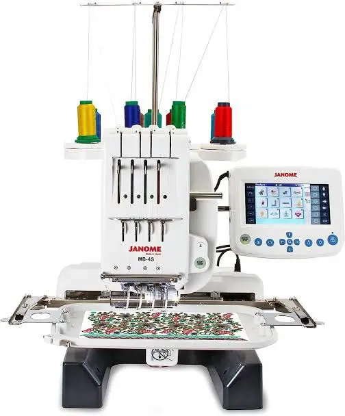 Buy With Confidence Janome MB-4S Four-Needle Embroidery Machine with included Hat Hoop and Lettering Hoops